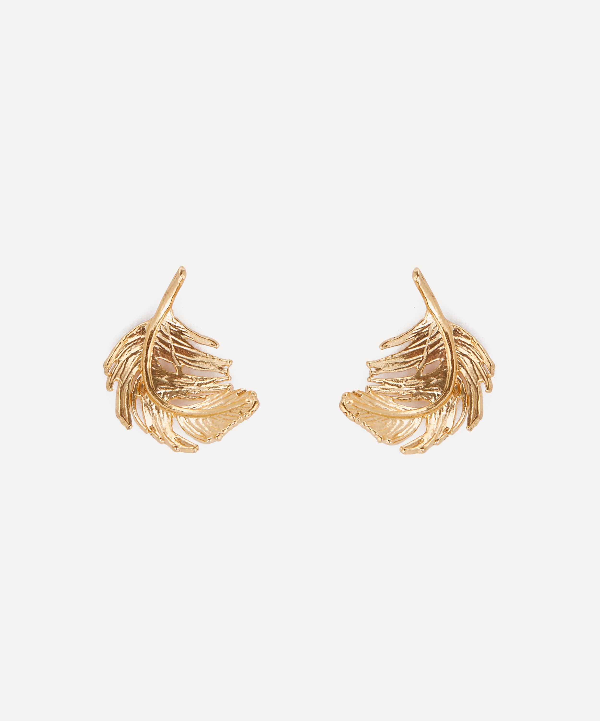 Alex Monroe - Gold-Plated Feather Stud Earrings image number 0