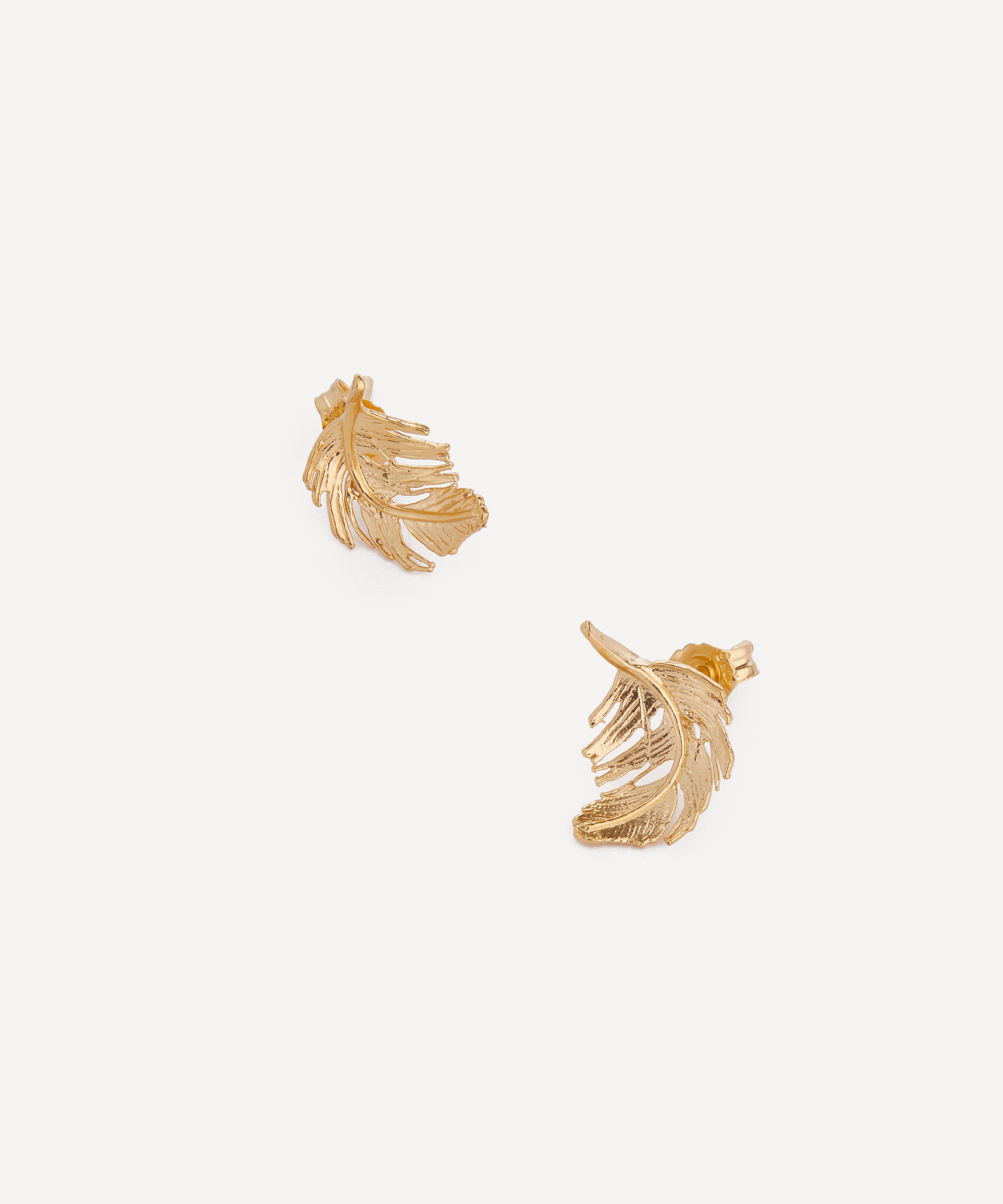 Alex Monroe - Gold-Plated Feather Stud Earrings image number 1