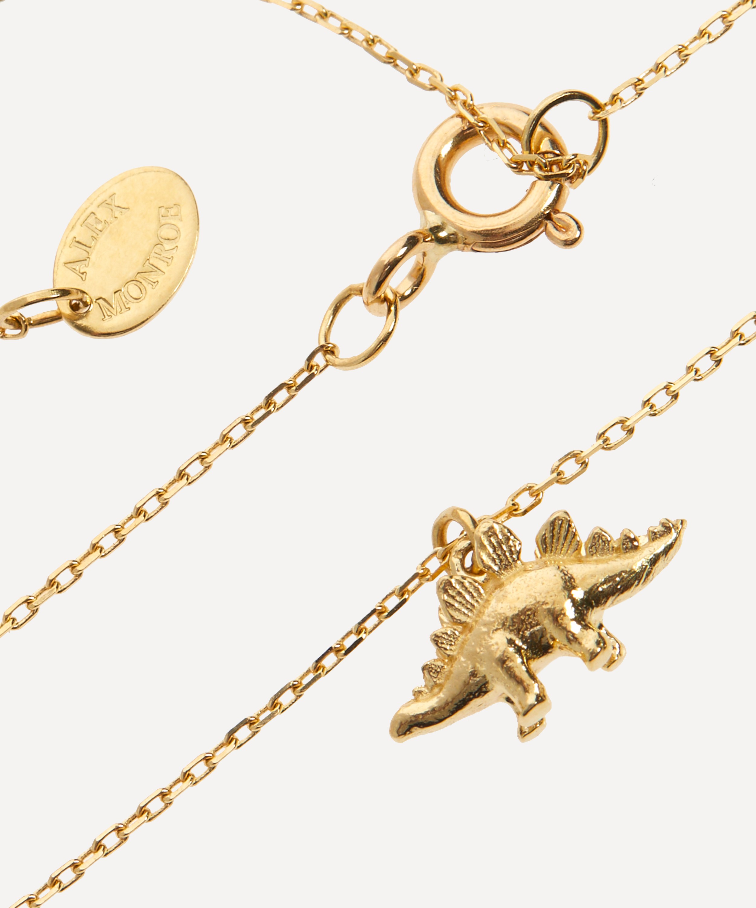 Alex Monroe - 18ct Gold Teeny Tiny Stegosaurus Pendant Necklace image number 2