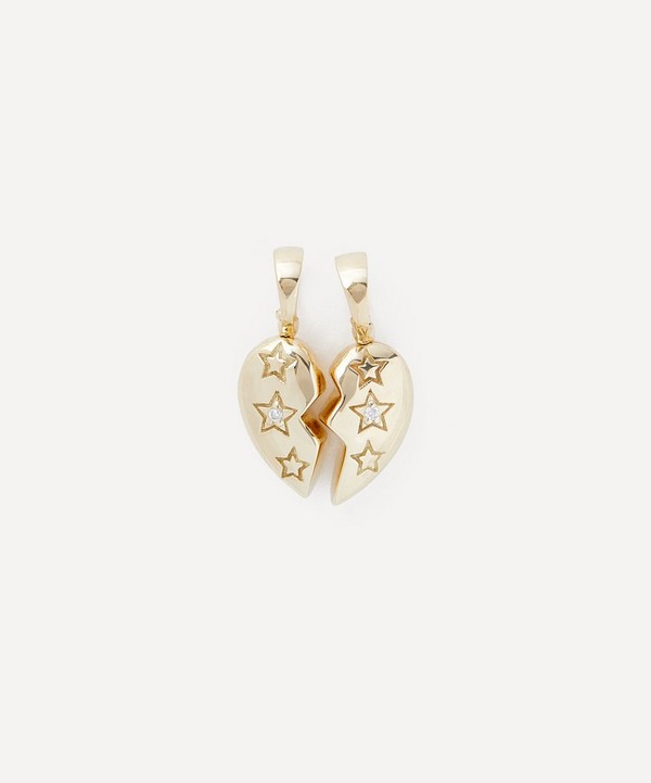 Anna + Nina - 14ct Gold Piece of My Heart Charm Set of Two image number null