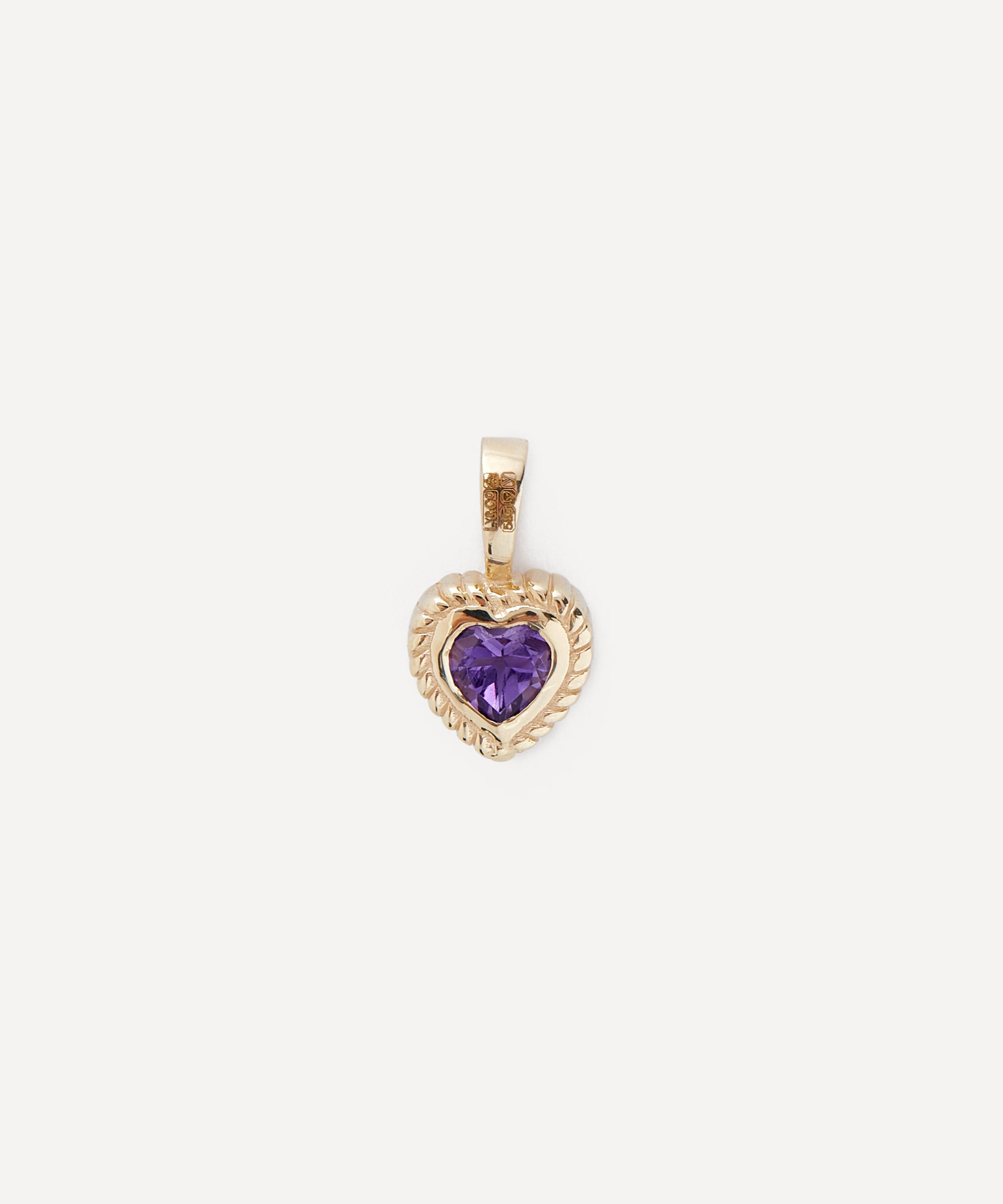 Anna + Nina - 14ct Gold Amethyst Heart Necklace Charm