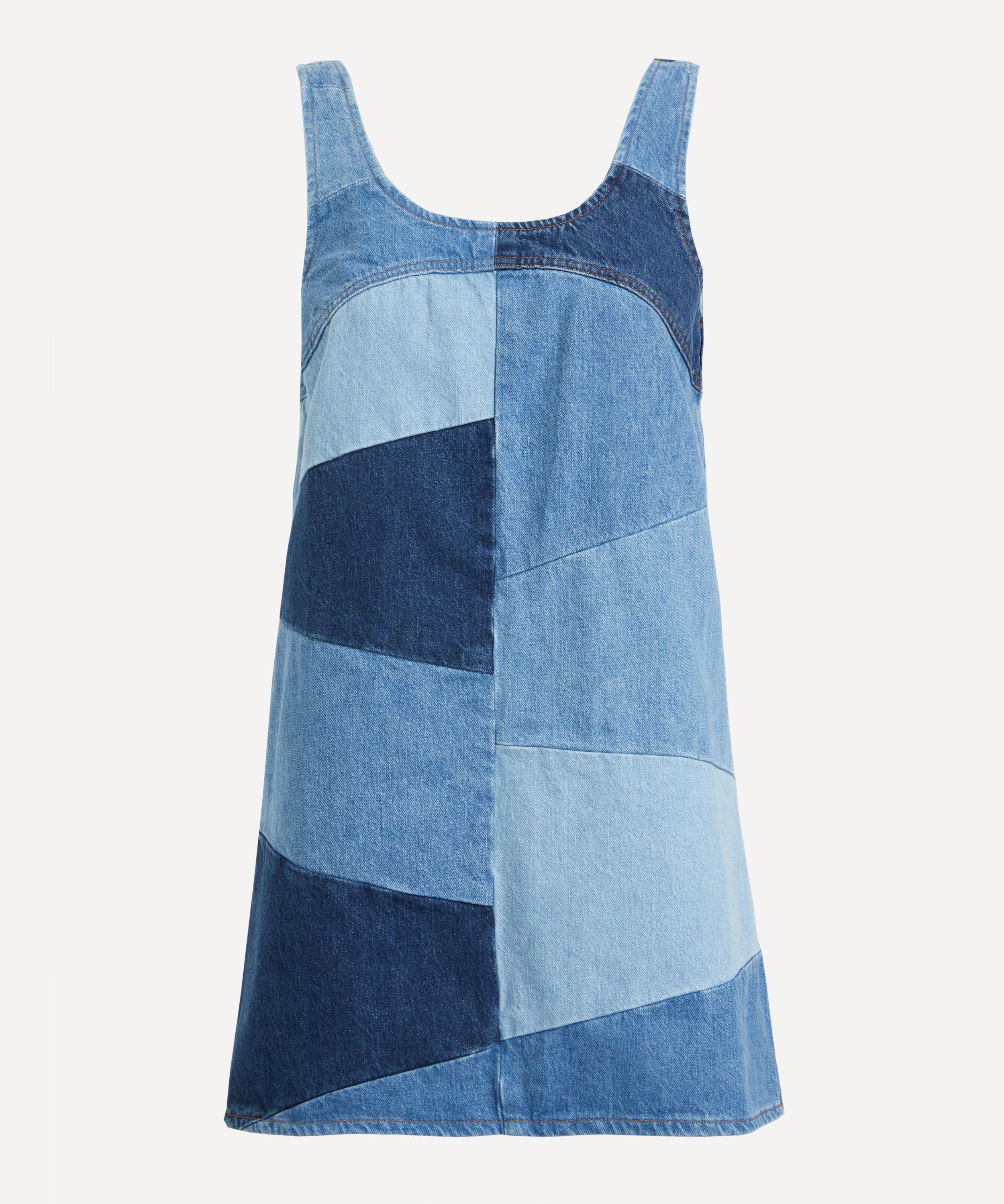 Frame - Patchwork Micro Flare Denim Mini-Dress
