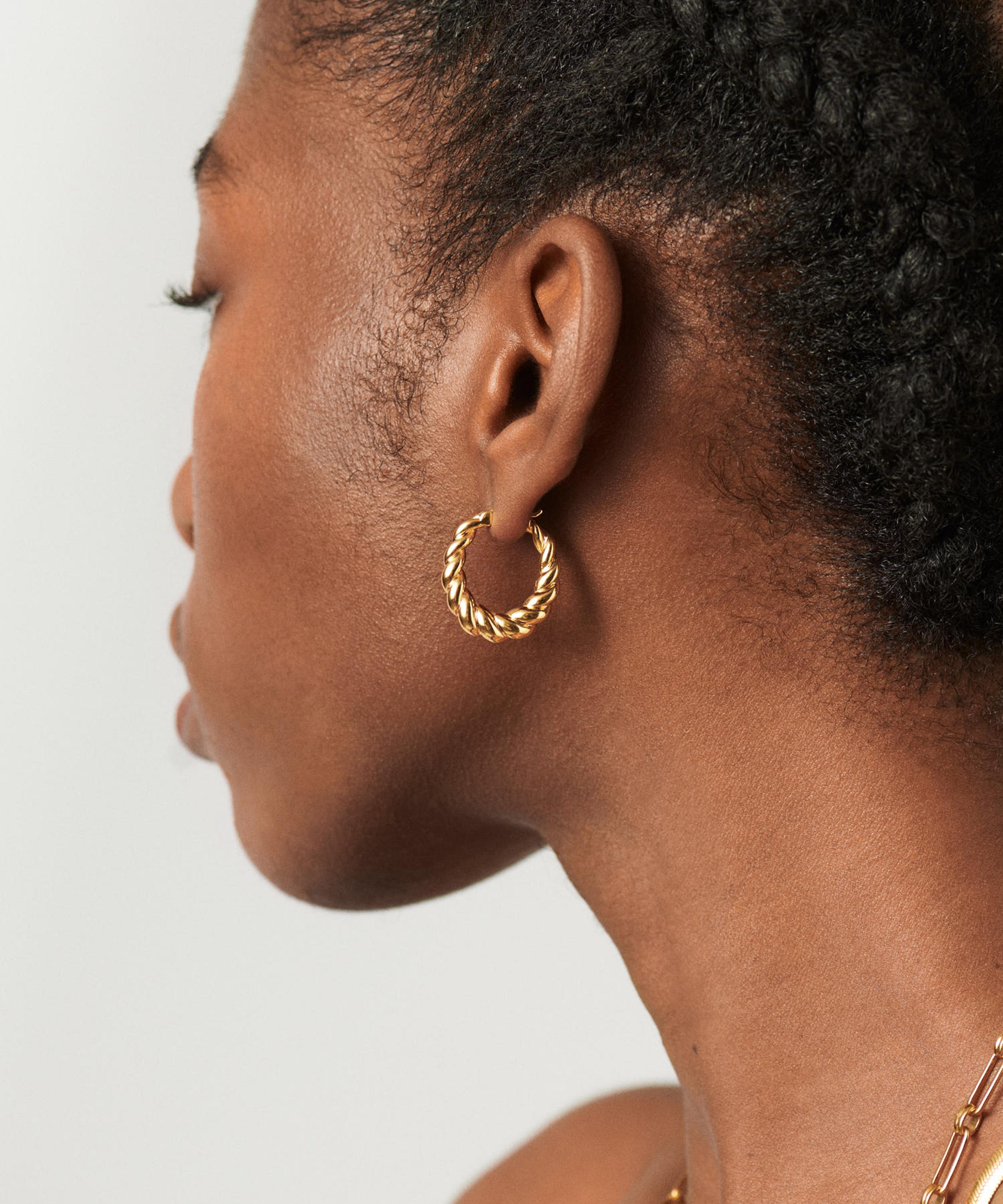 Missoma - 18ct Gold-Plated Twisted Tidal Medium Hoop Earrings image number 1