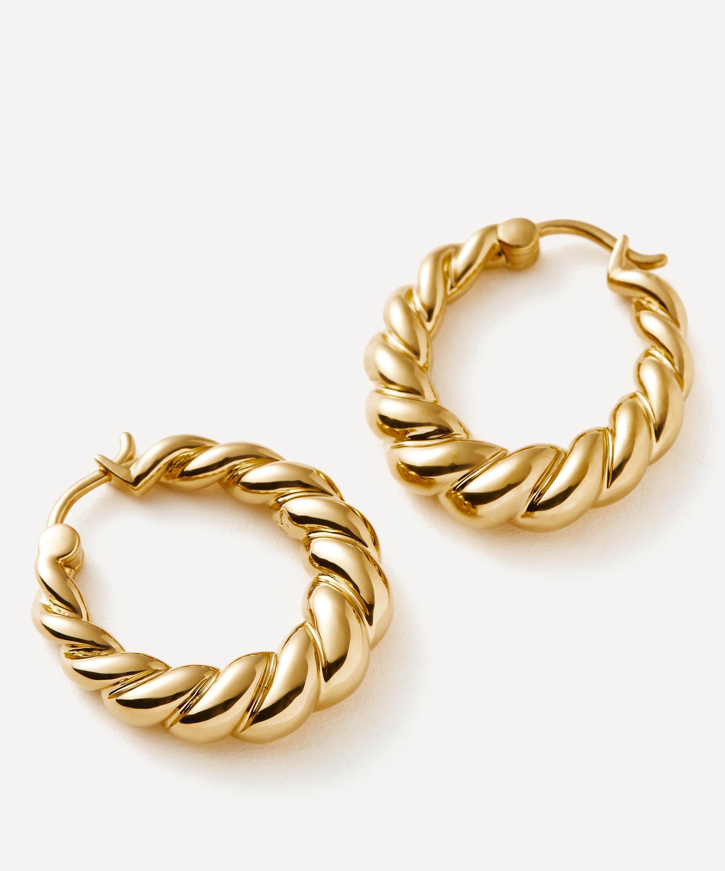 Missoma - 18ct Gold-Plated Twisted Tidal Medium Hoop Earrings image number 2
