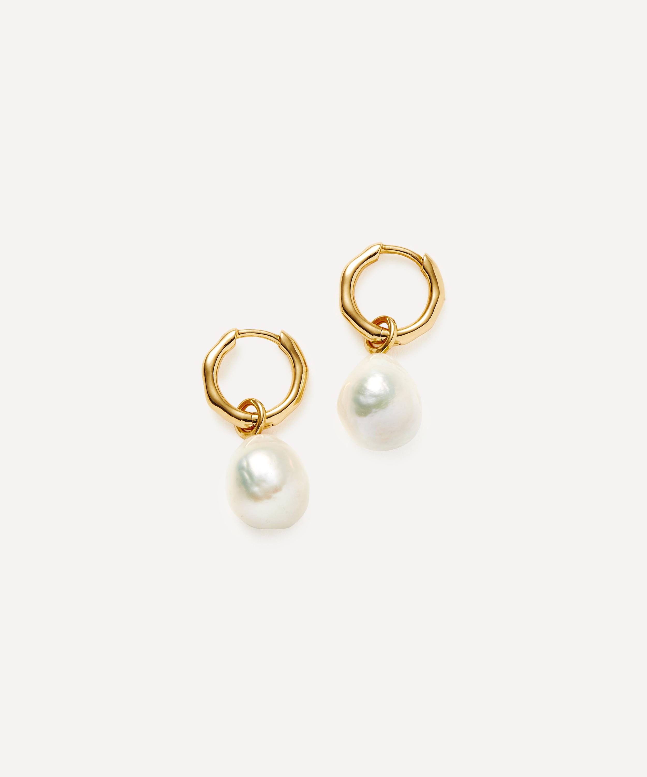 Missoma - 18ct Gold-Plated Vermeil Silver Baroque Pearl Mini Hoop Earrings