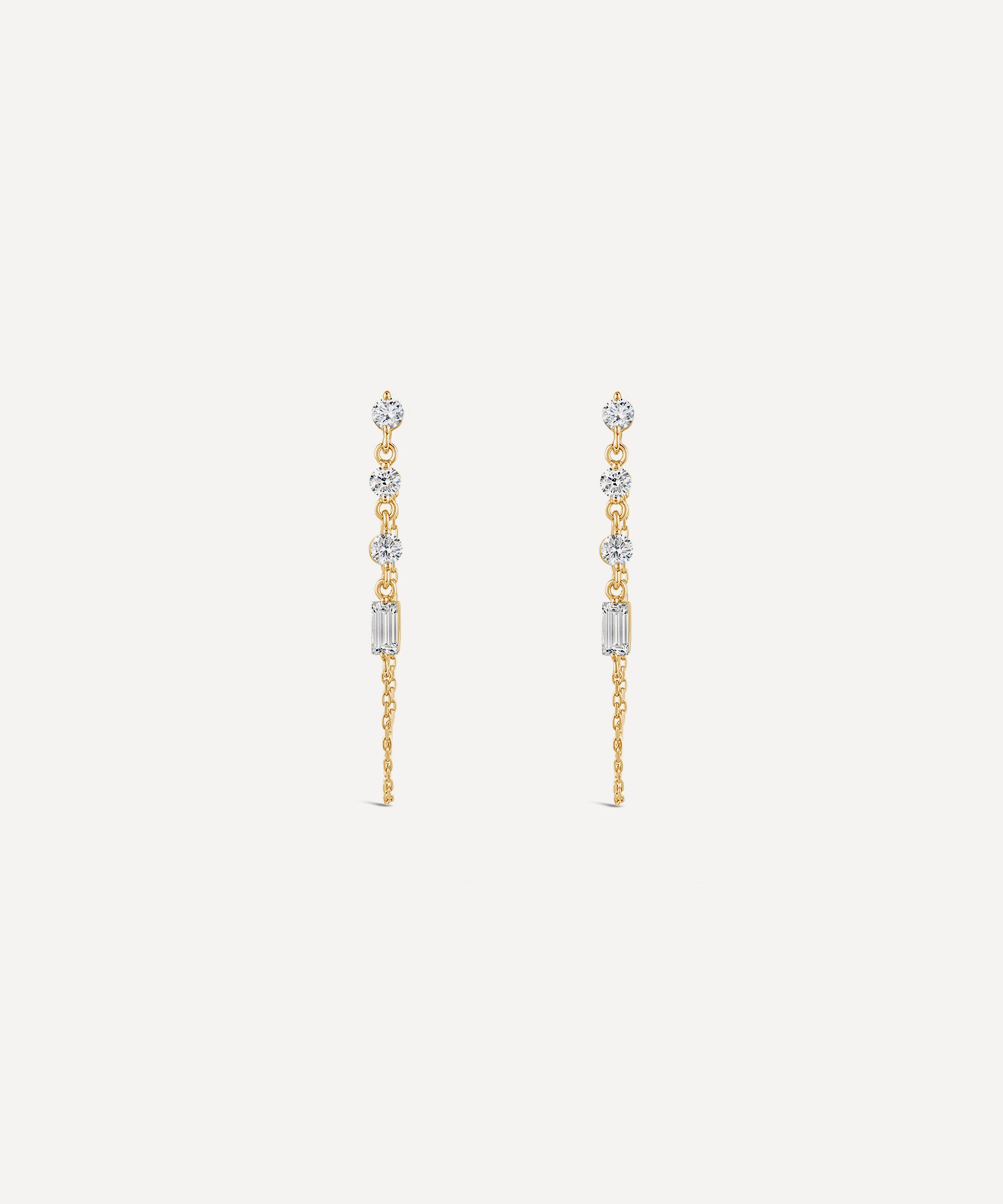 Dinny Hall - 9ct Gold Created Diamond Chain Drop Earrings image number 2