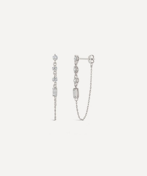 Dinny Hall - 9ct White Gold Created Diamond Chain Drop Earrings image number null