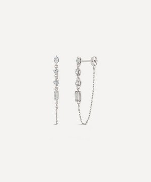 Dinny Hall - 9ct White Gold Created Diamond Chain Drop Earrings image number 0