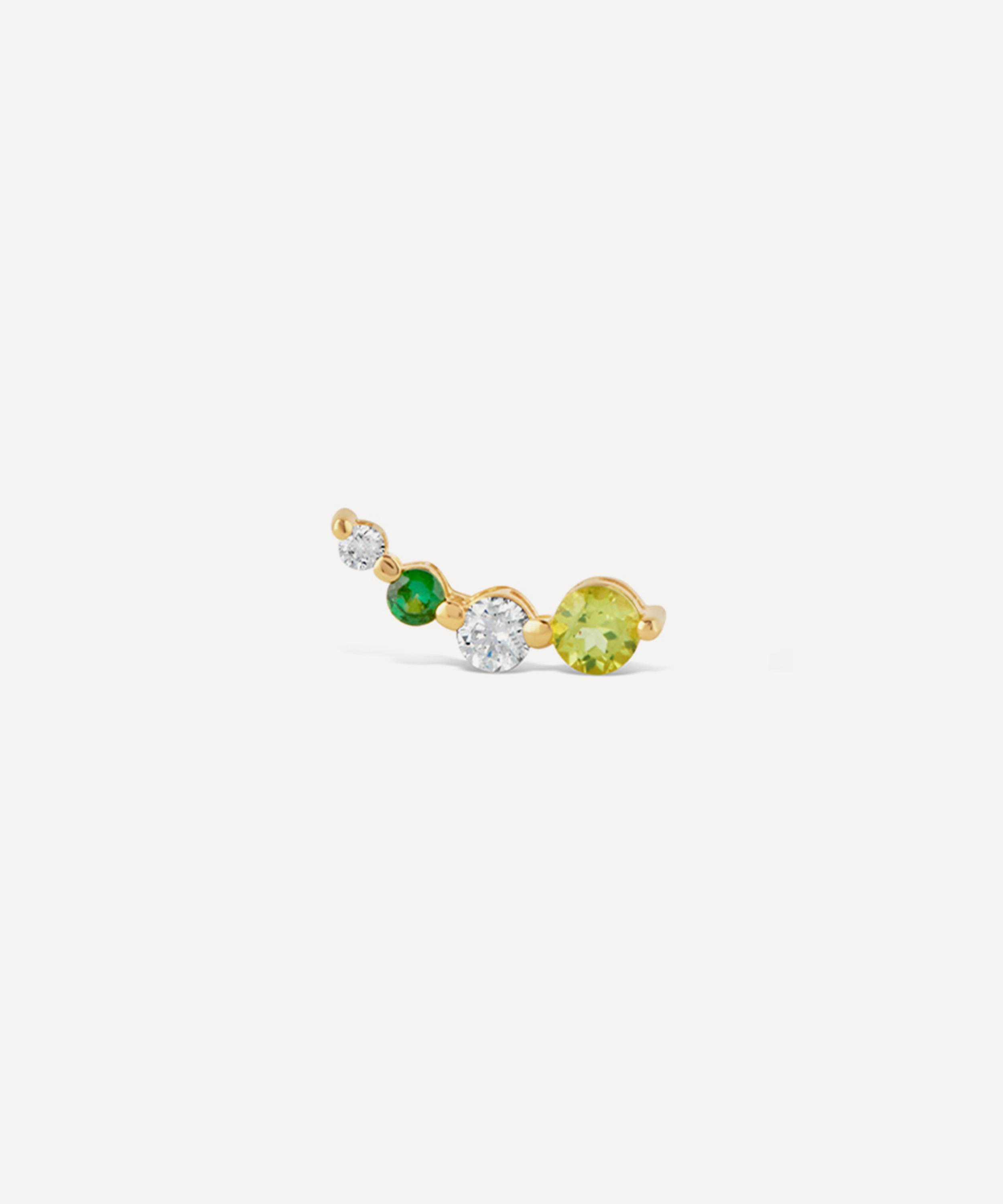 Dinny Hall - 22ct Gold-Plated Vermeil Silver Shuga Created Diamond and Gemstone Single Crawler Stud Earring image number 0