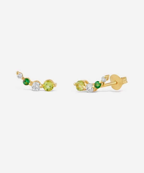 Dinny Hall - 22ct Gold-Plated Vermeil Silver Shuga Created Diamond and Gemstone Crawler Stud Earrings image number null