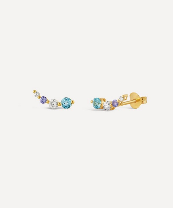 Dinny Hall - 22ct Gold-Plated Vermeil Silver Shuga Created Diamond and Gemstone Crawler Stud Earrings image number null