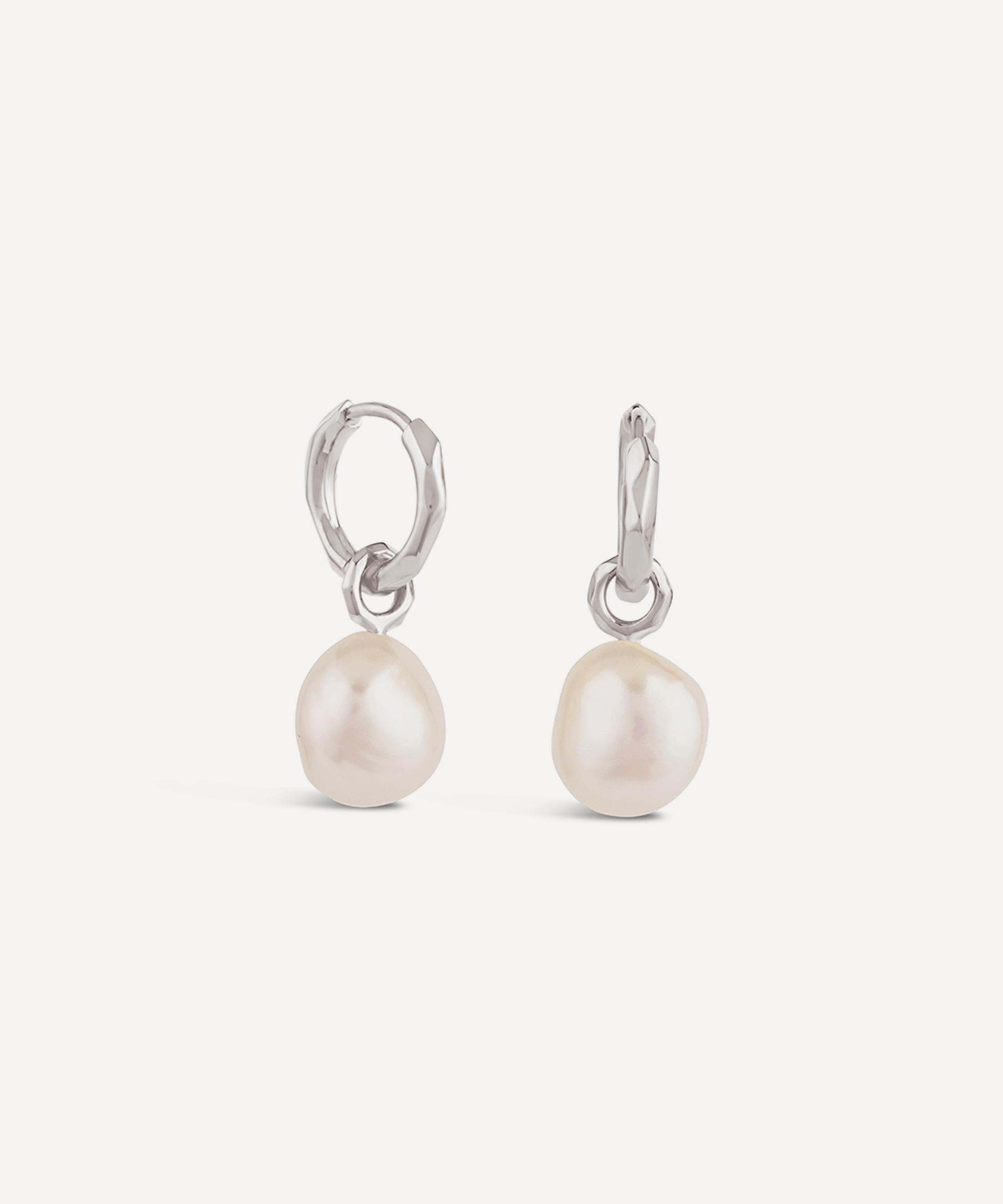 Dinny Hall - Sterling Silver Thalassa Keshi Baroque Pearl Drop Earrings image number 0