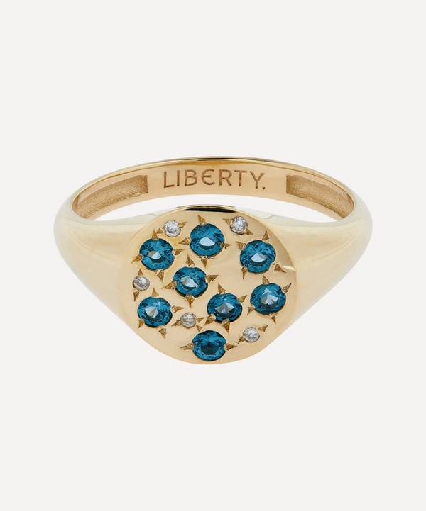 Liberty - 9ct Gold Equinox Blue London Topaz Signet Ring image number null