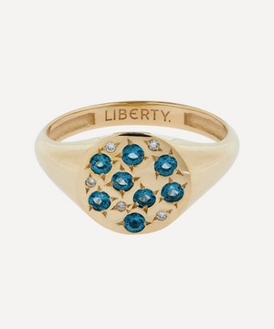 Liberty - 9ct Gold Equinox Blue London Topaz Signet Ring image number 0
