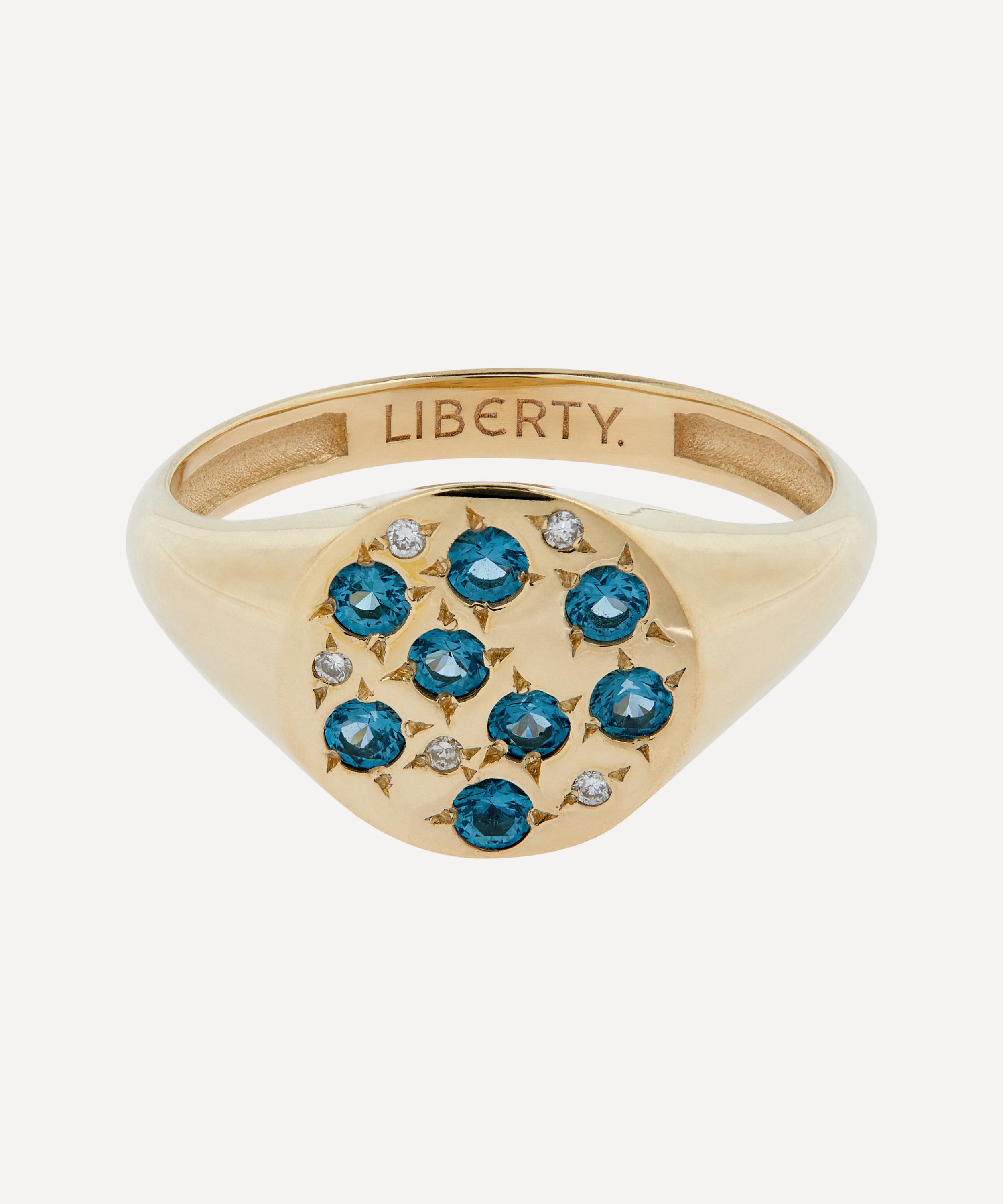 Liberty - 9ct Gold Equinox Blue London Topaz Signet Ring image number 0