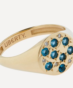 Liberty - 9ct Gold Equinox Blue London Topaz Signet Ring image number 3