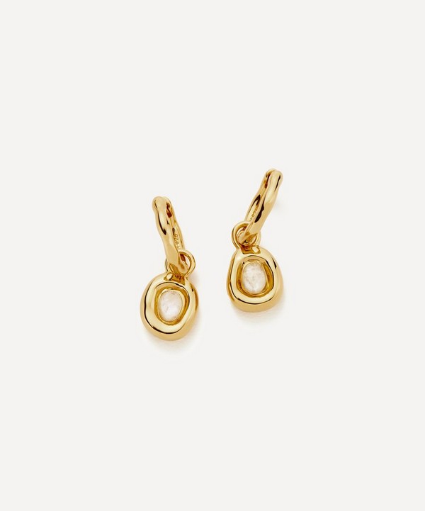 Missoma - 18ct Gold-Plated Vermeil Silver Molten Gemstone Mini Hoop Earrings image number null
