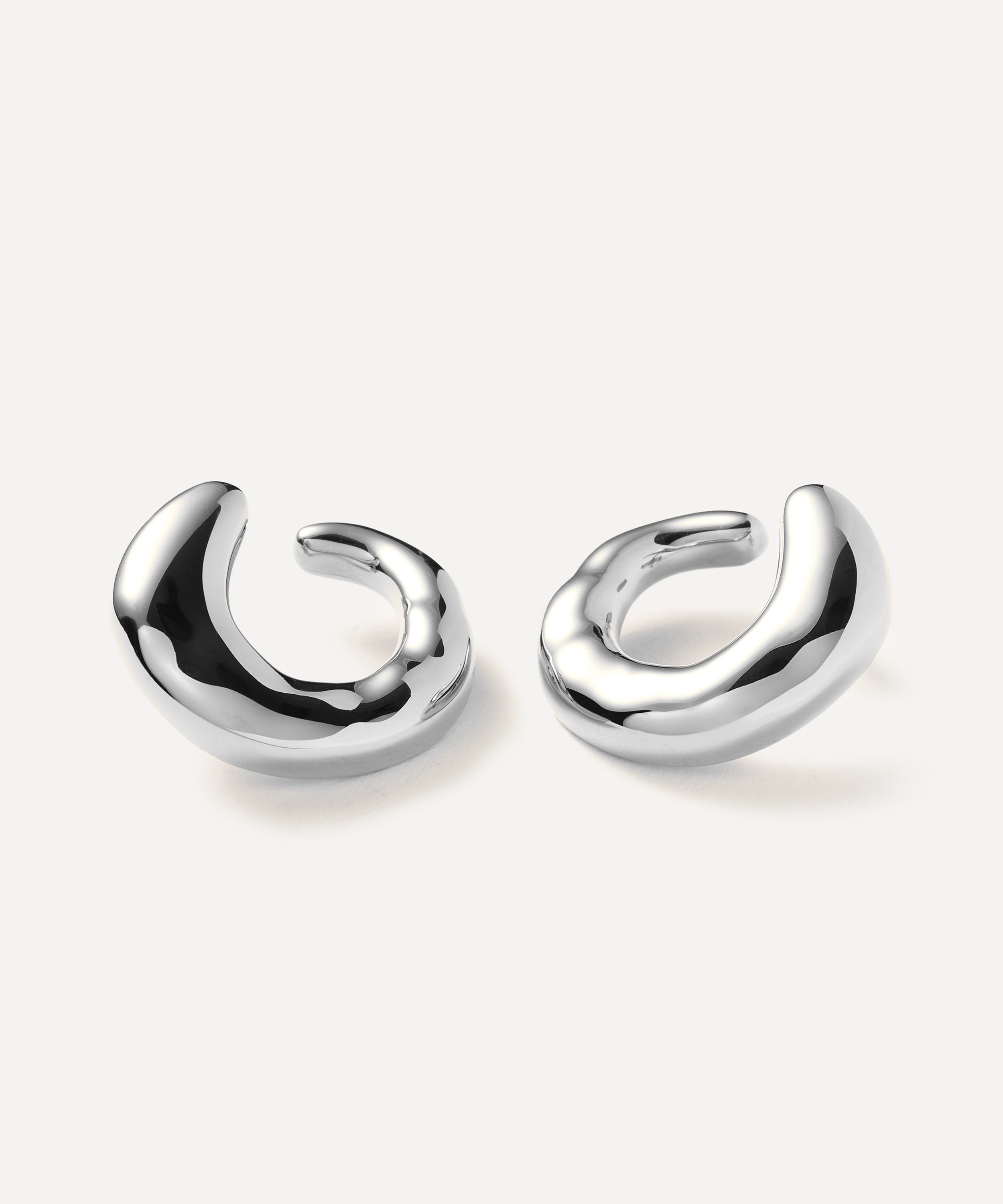 Missoma - Rhodium-Plated Large Molten Open Stud Earrings image number 0