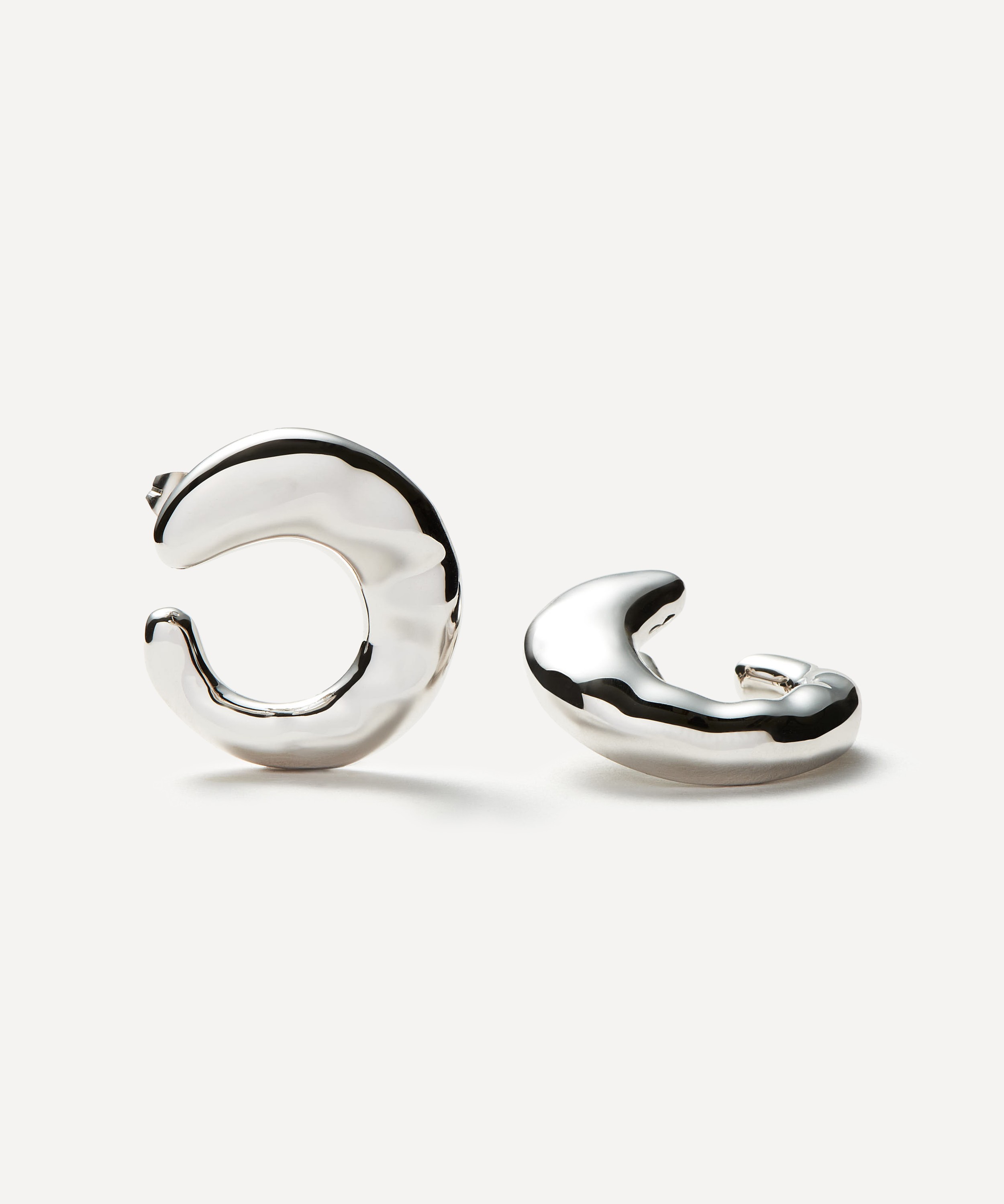 Missoma - Rhodium-Plated Large Molten Open Stud Earrings image number 2