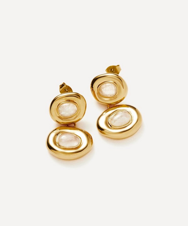 Missoma - 18ct Gold-Plated Molten Gemstone Doughnut Double Charm Drop Earrings image number null