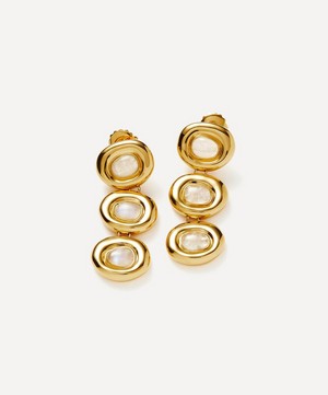Missoma - 18ct Gold-Plated Molten Gemstone Doughnut Triple Charm Drop Earrings image number 0