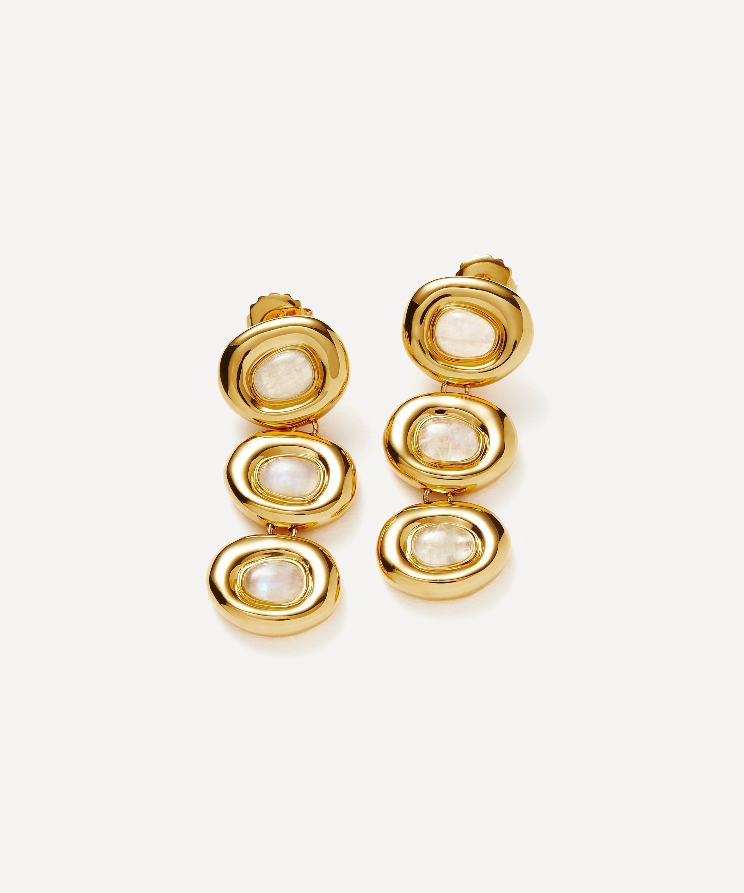Missoma - 18ct Gold-Plated Molten Gemstone Doughnut Triple Charm Drop Earrings