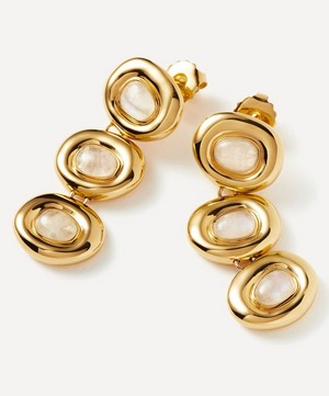 Missoma - 18ct Gold-Plated Molten Gemstone Doughnut Triple Charm Drop Earrings image number 1