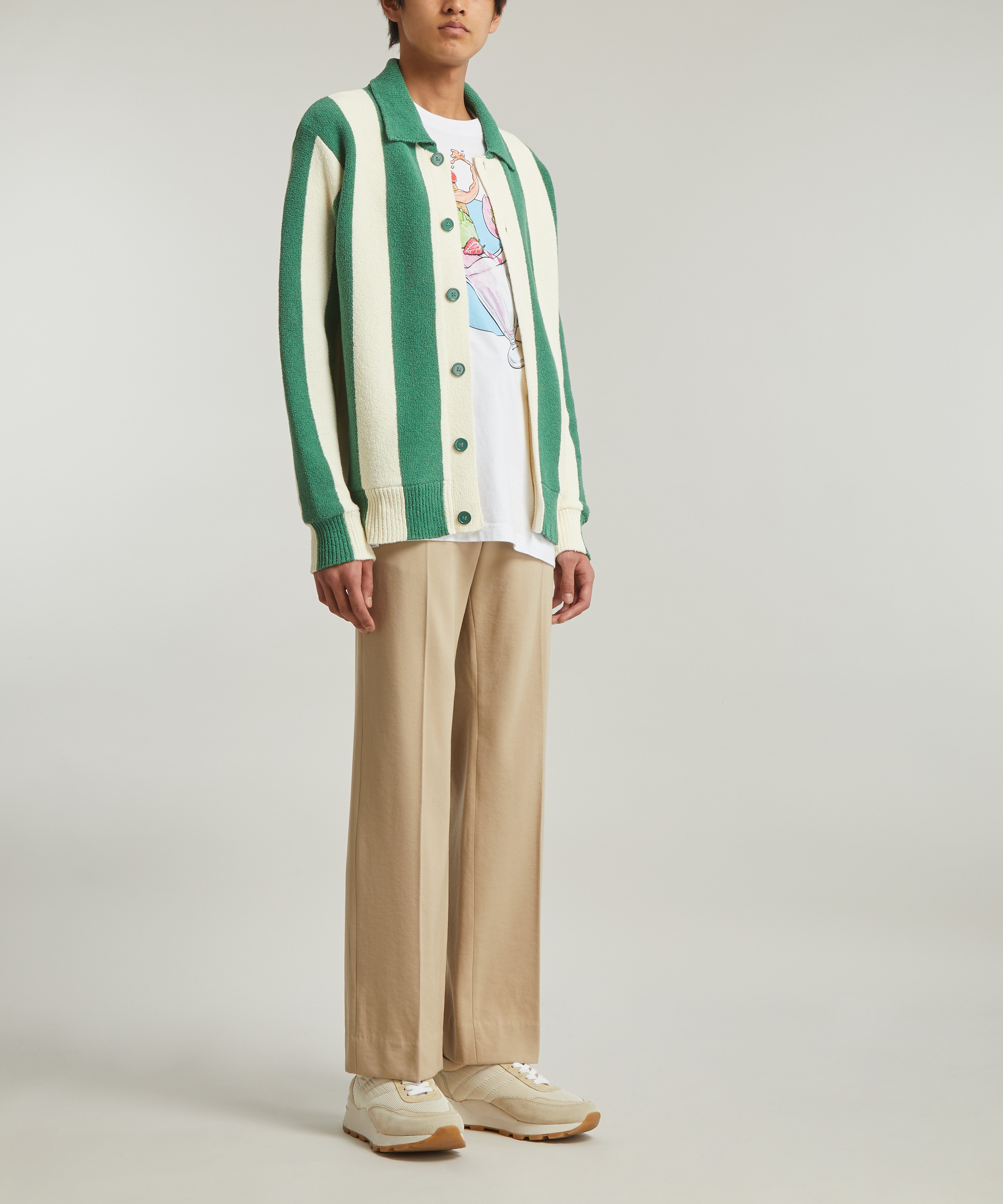 Maison Kitsuné x Olympia Le-Tan Poolside Stripes Polo Cardigan