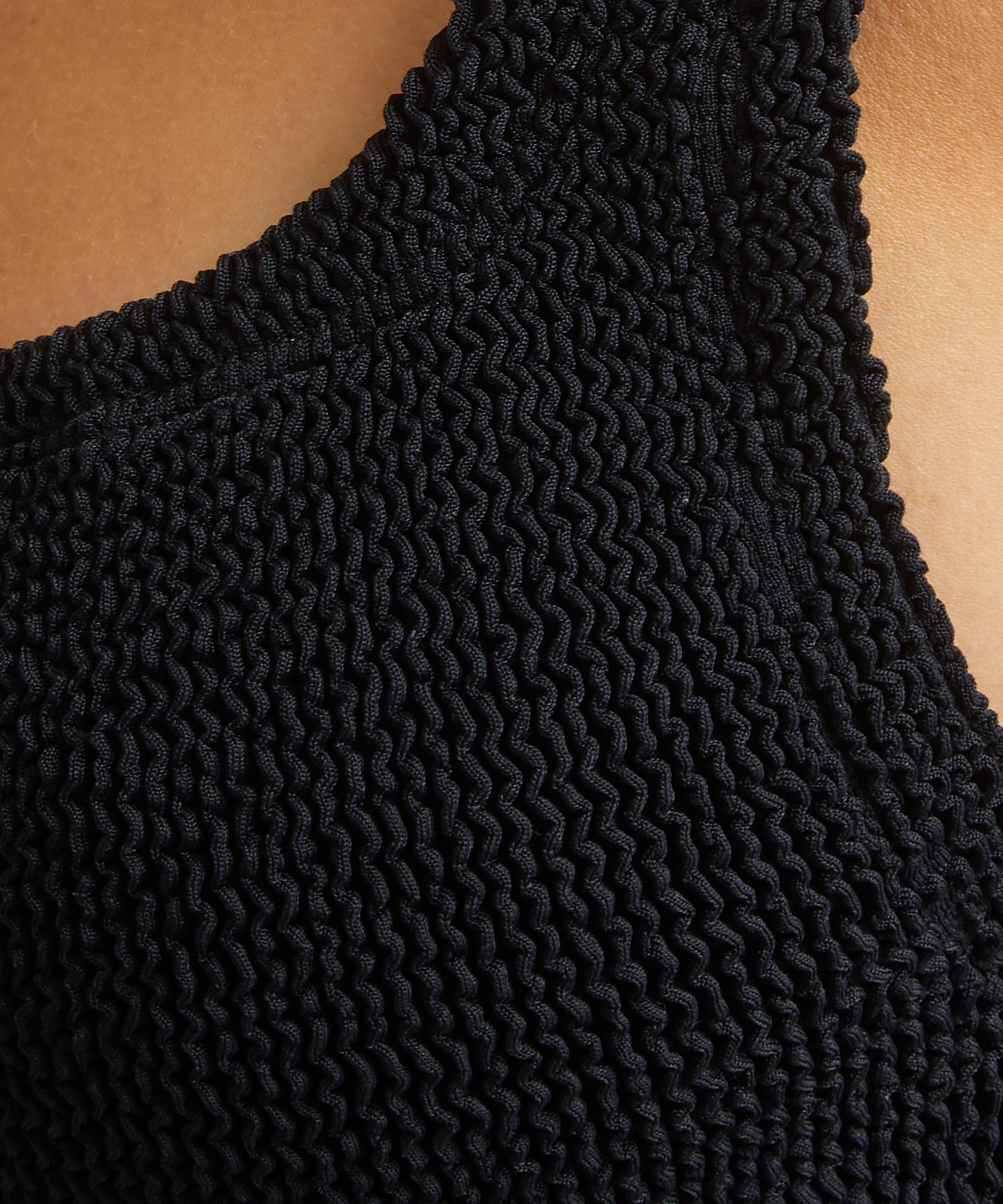 Hunza G - Square Neck Black Crinkle Swimsuit image number 4