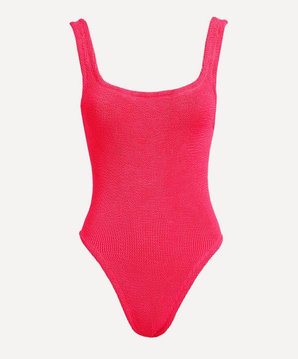 Hunza G - Square Neck Hot Pink Crinkle Swimsuit