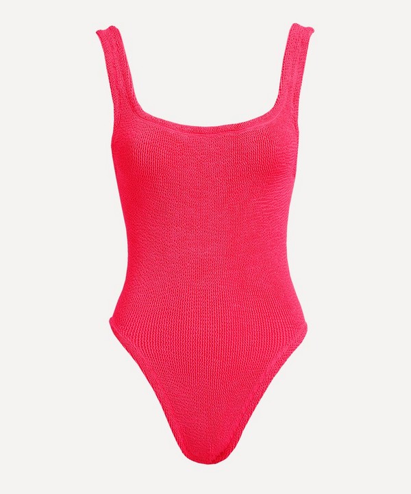 Hunza G - Square Neck Hot Pink Crinkle Swimsuit image number null
