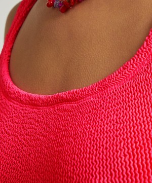 Hunza G - Square Neck Hot Pink Crinkle Swimsuit image number 4