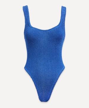 Hunza G - Square Neck Metallic Denim Crinkle Swimsuit image number 0