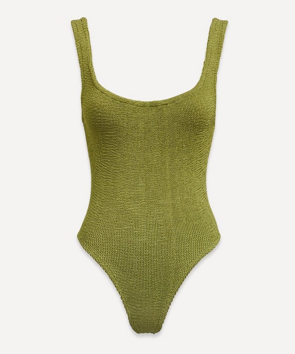 Hunza G - Square Neck Metallic Moss Crinkle Swimsuit image number null