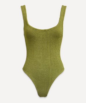 Hunza G - Square Neck Metallic Moss Crinkle Swimsuit image number 0