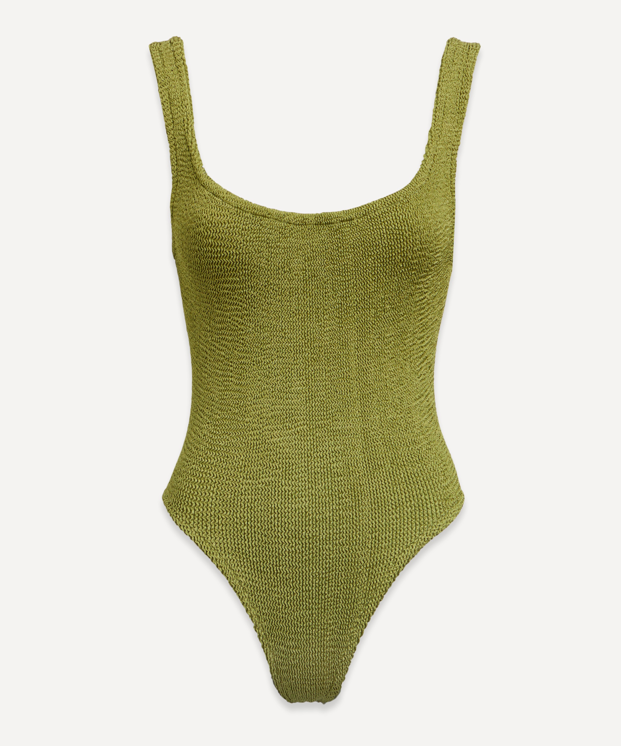 Hunza G Square Neck Metallic Moss Crinkle Swimsuit | Liberty