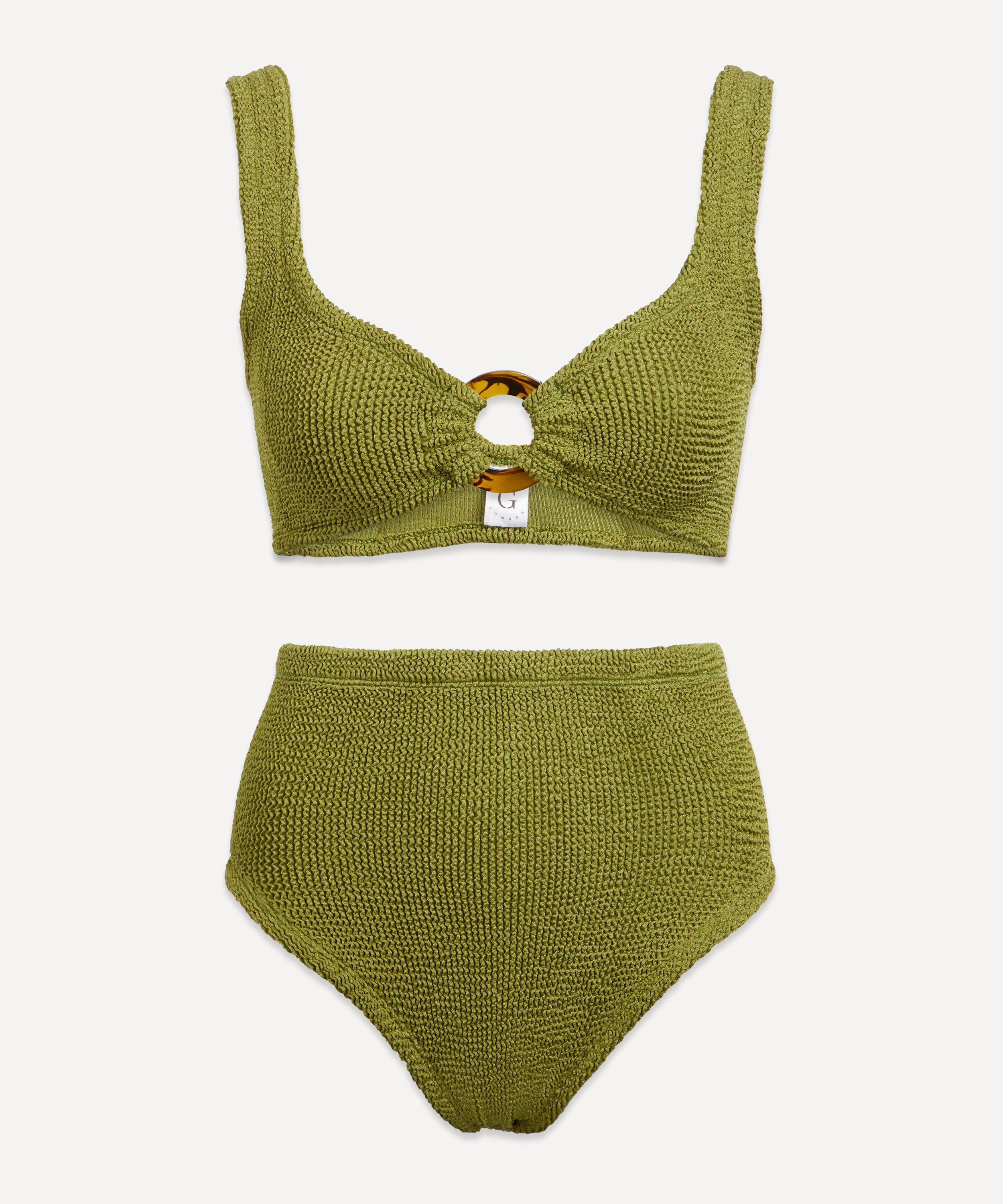 Hunza G - Nadine Metallic Moss Crinkle Bikini image number 0