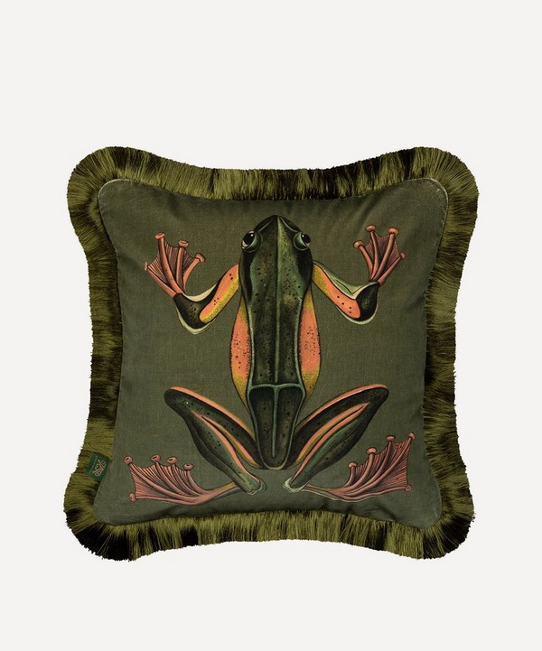 House of Hackney - Amphibia Medium Fringed Velvet Cushion