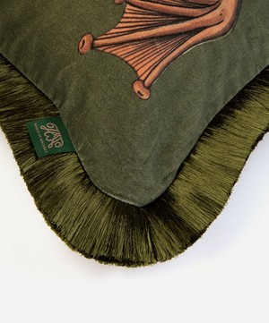 House of Hackney - Amphibia Medium Fringed Velvet Cushion image number 1