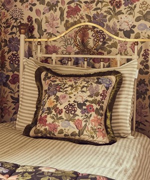 House of Hackney - Floralia Medium Fringed Cotton Linen Cushion image number 1