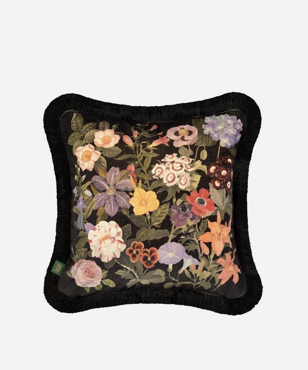 House of Hackney - Floralia Medium Fringed Velvet Cushion image number null