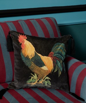 House of Hackney - Gallus Medium Fringed Velvet Cushion image number 1