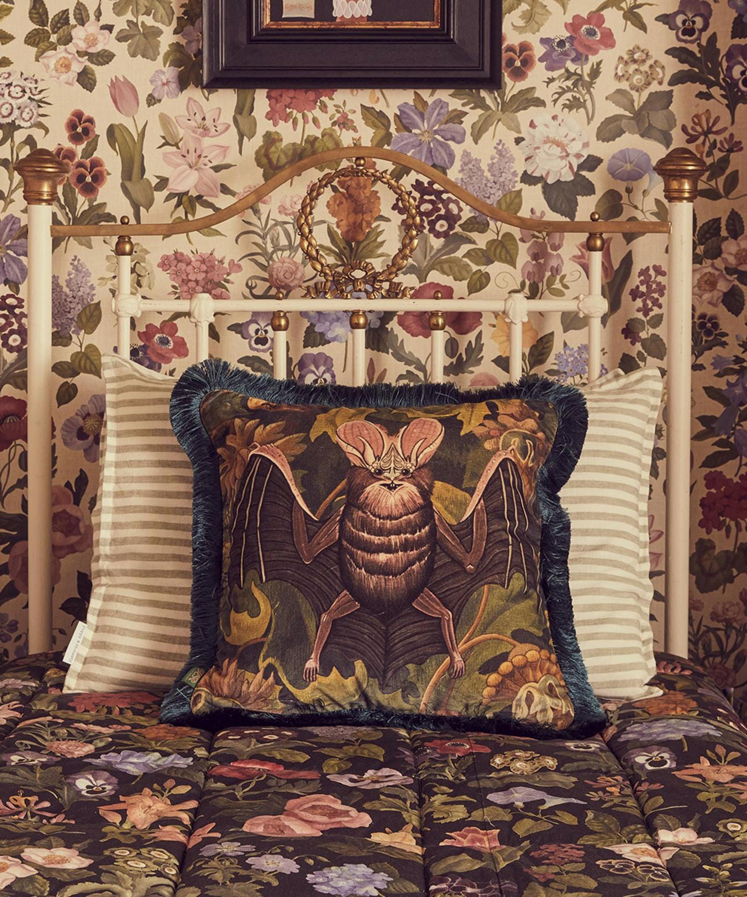 House of Hackney - Vespertine Medium Fringed Velvet Cushion image number 1