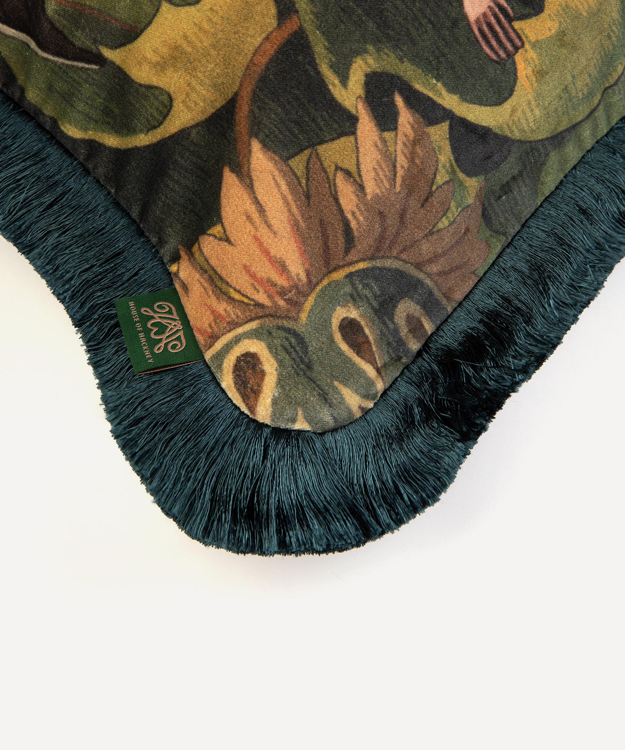 House of Hackney - Vespertine Medium Fringed Velvet Cushion image number 2
