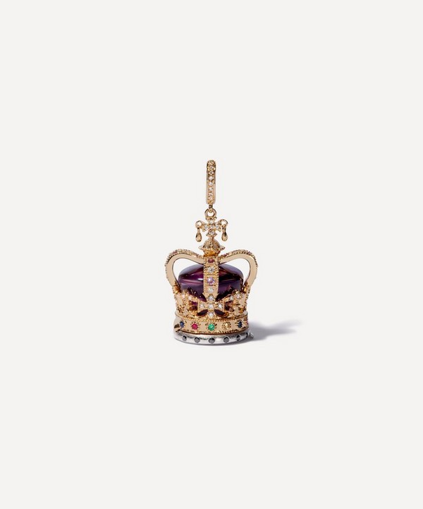 Annoushka - 18ct Gold Amethyst and Diamond Coronation Crown Locket Charm image number null