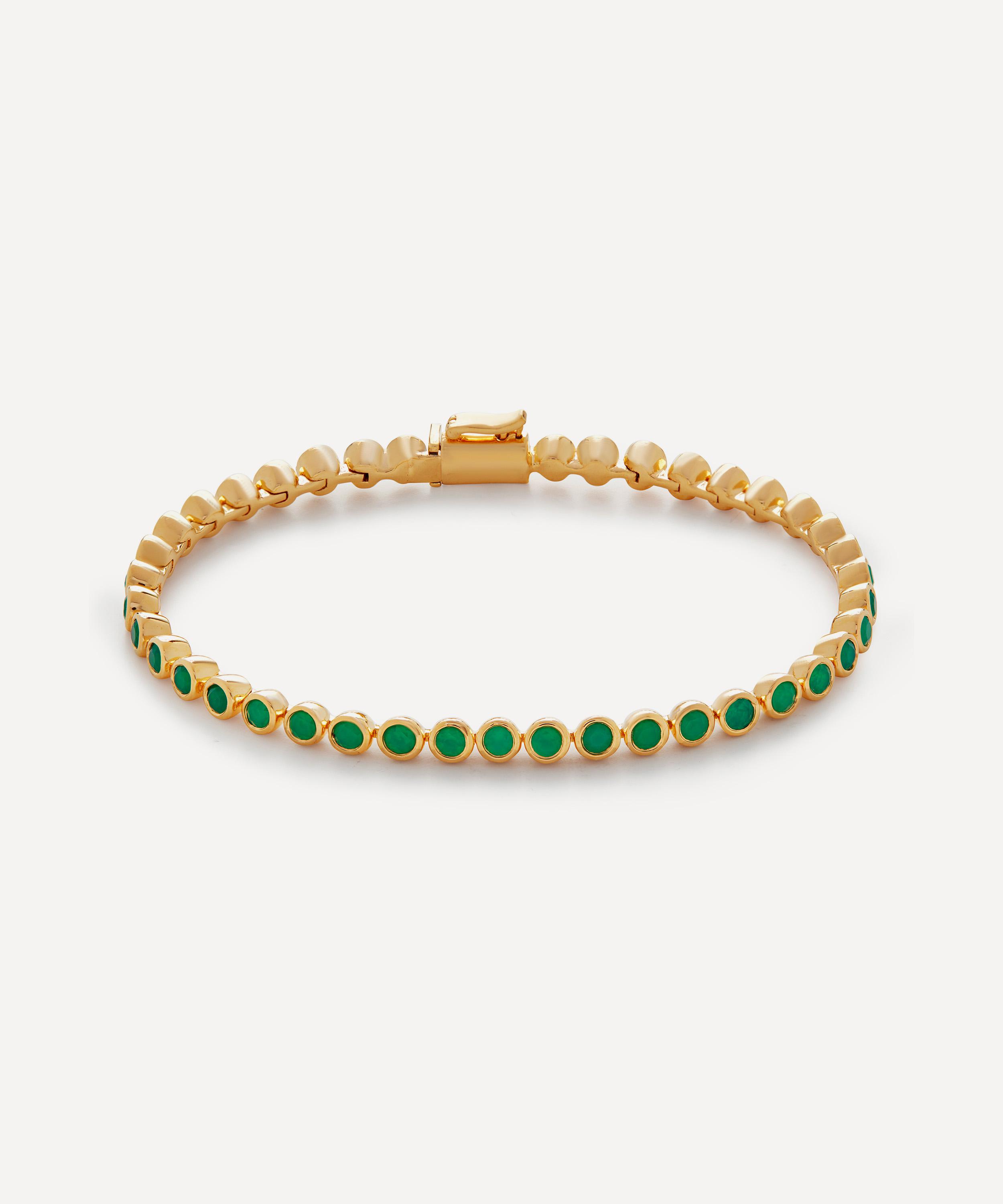 Monica Vinader - 18ct Gold-Plated Vermeil Silver Green Onyx Tennis Bracelet image number 0