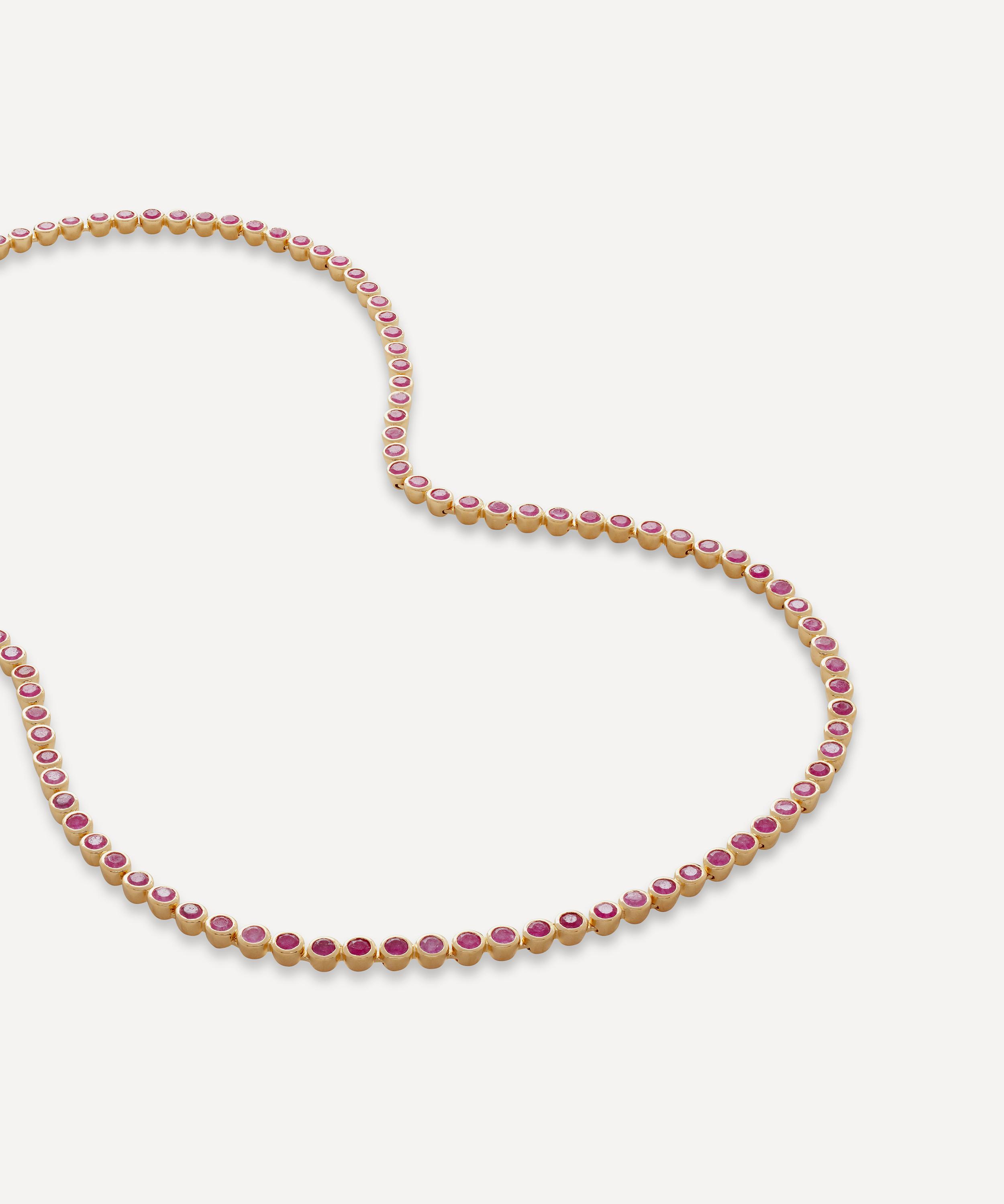 Monica Vinader - 18ct Gold-Plated Vermeil Silver Pink Quartz Tennis Necklace image number 0