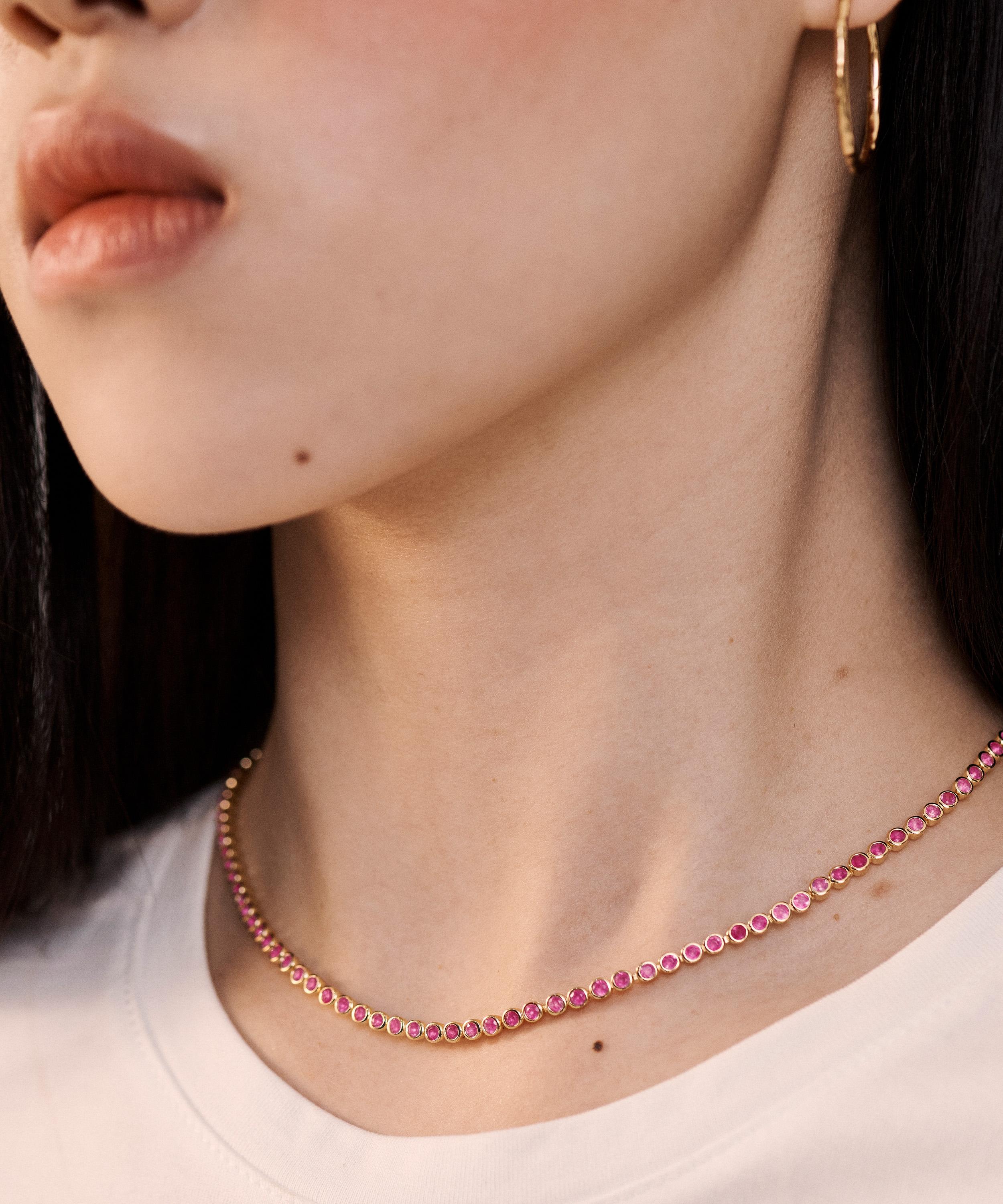 Monica Vinader - 18ct Gold-Plated Vermeil Silver Pink Quartz Tennis Necklace image number 1