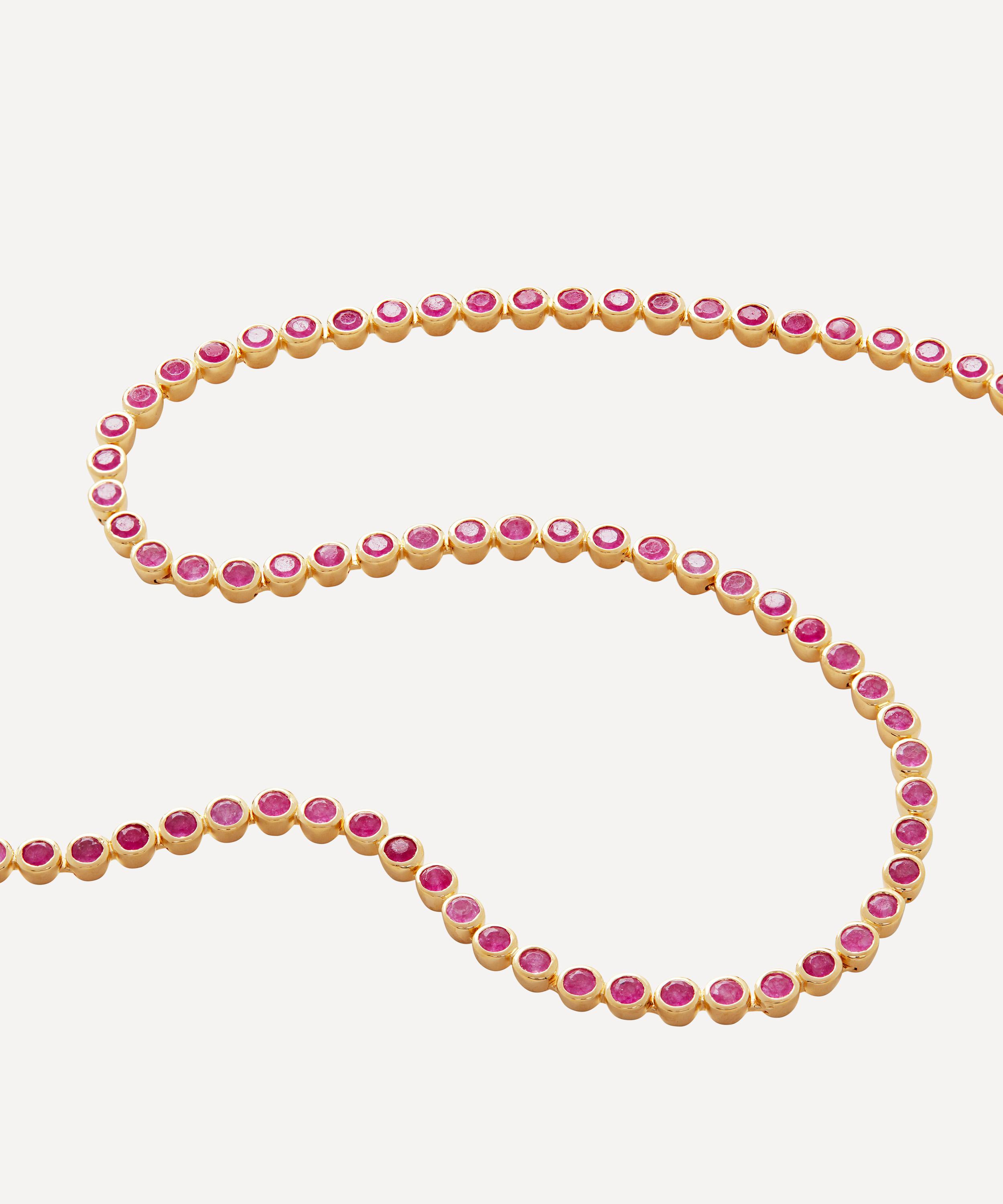 Monica Vinader - 18ct Gold-Plated Vermeil Silver Pink Quartz Tennis Necklace image number 2