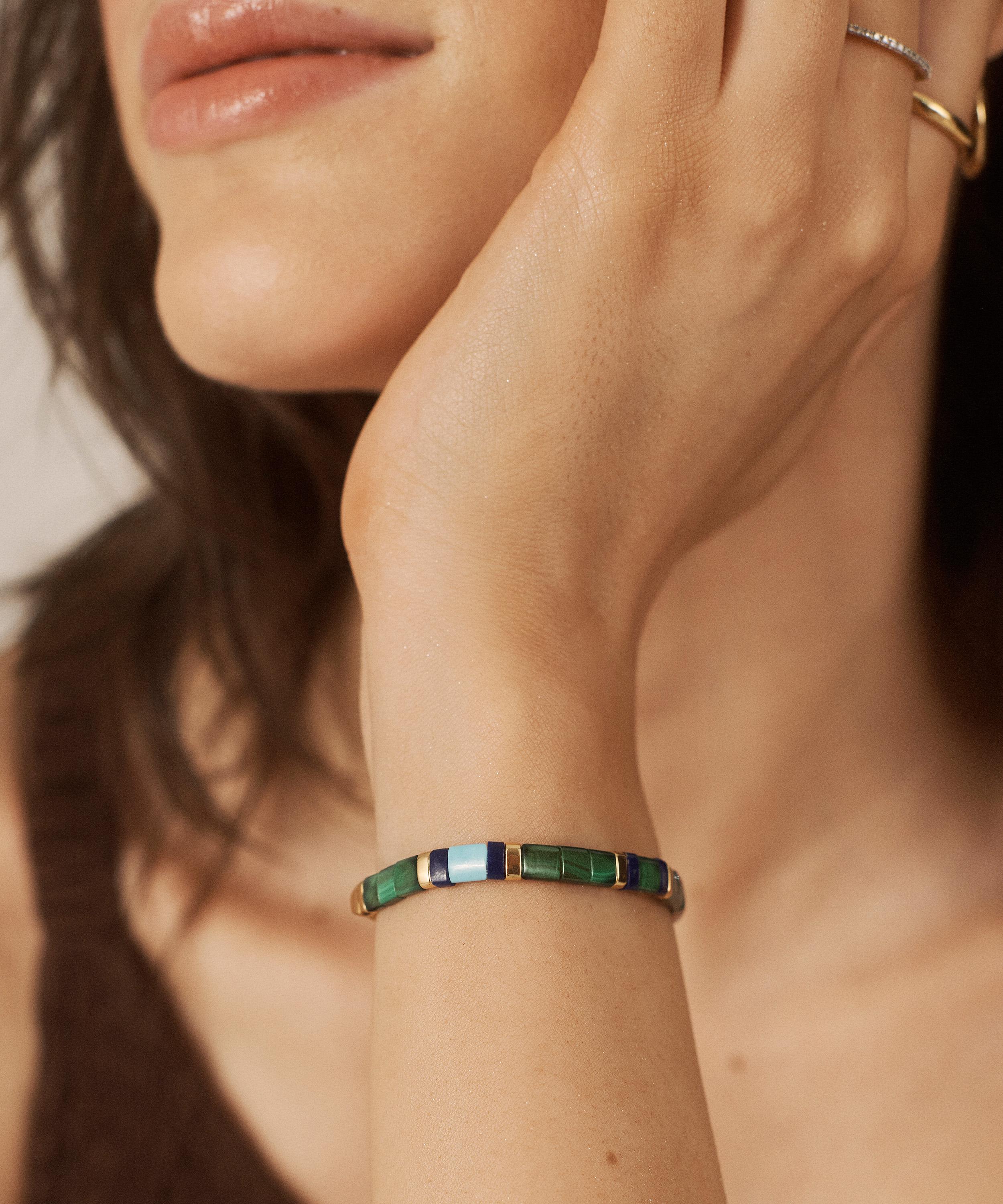 Monica Vinader - 18ct Gold-Plated Vermeil Silver Delphi Malachite Bracelet image number 1